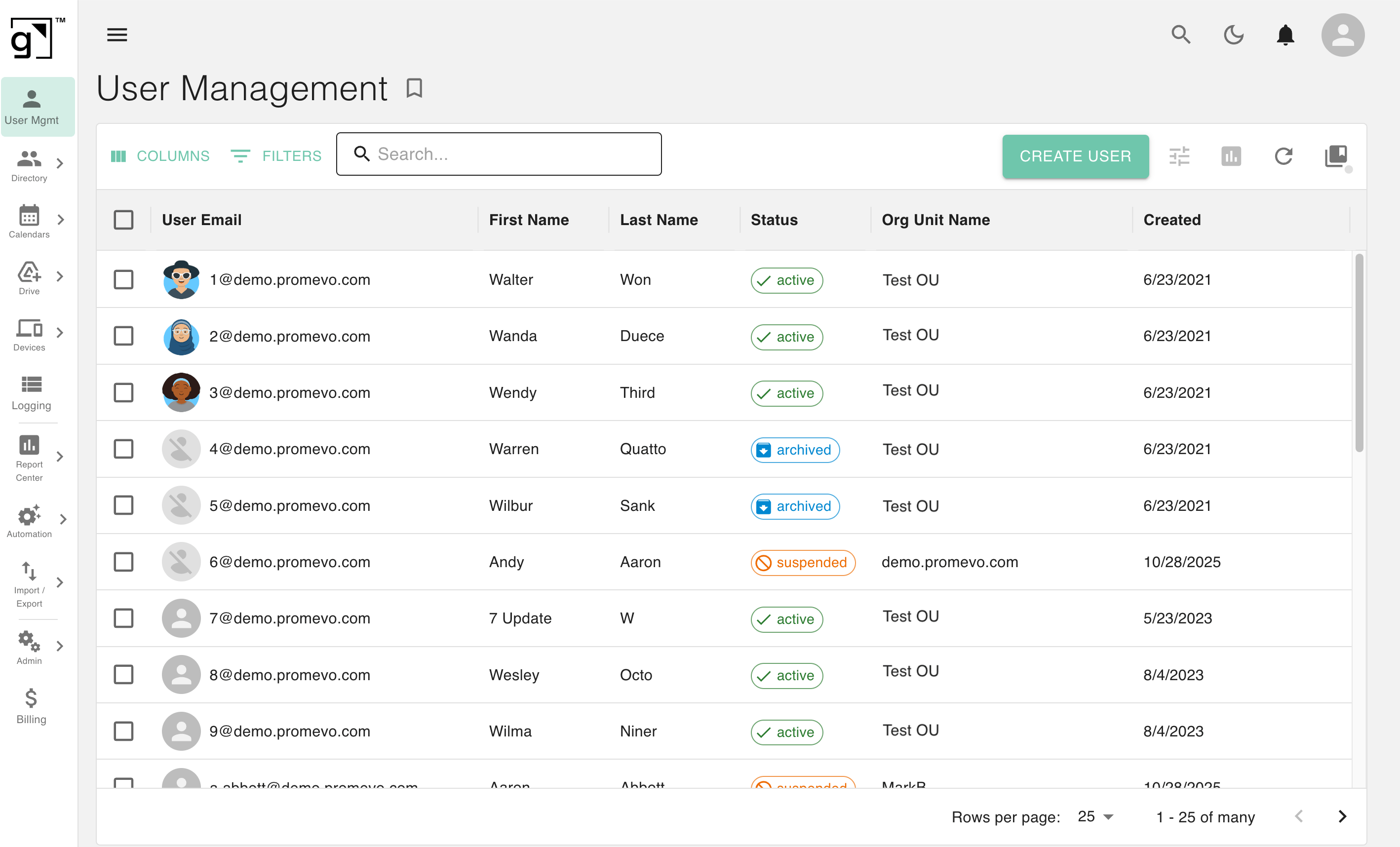 gPanel Platform Screenshot