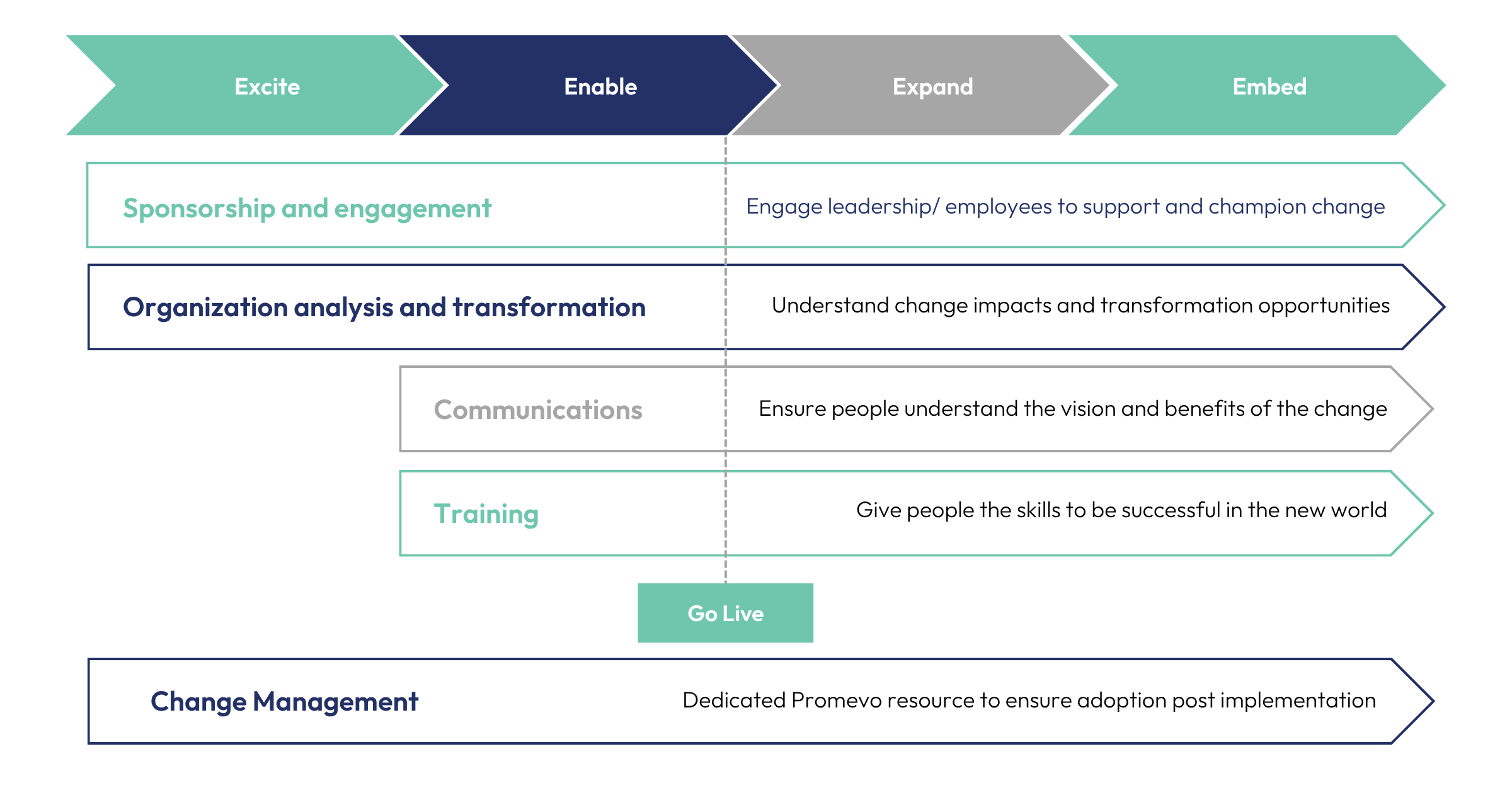 Promevo’s change management methodology for software enablement and adoption 