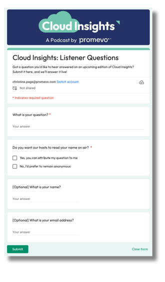 Cloud Insights Survey Form