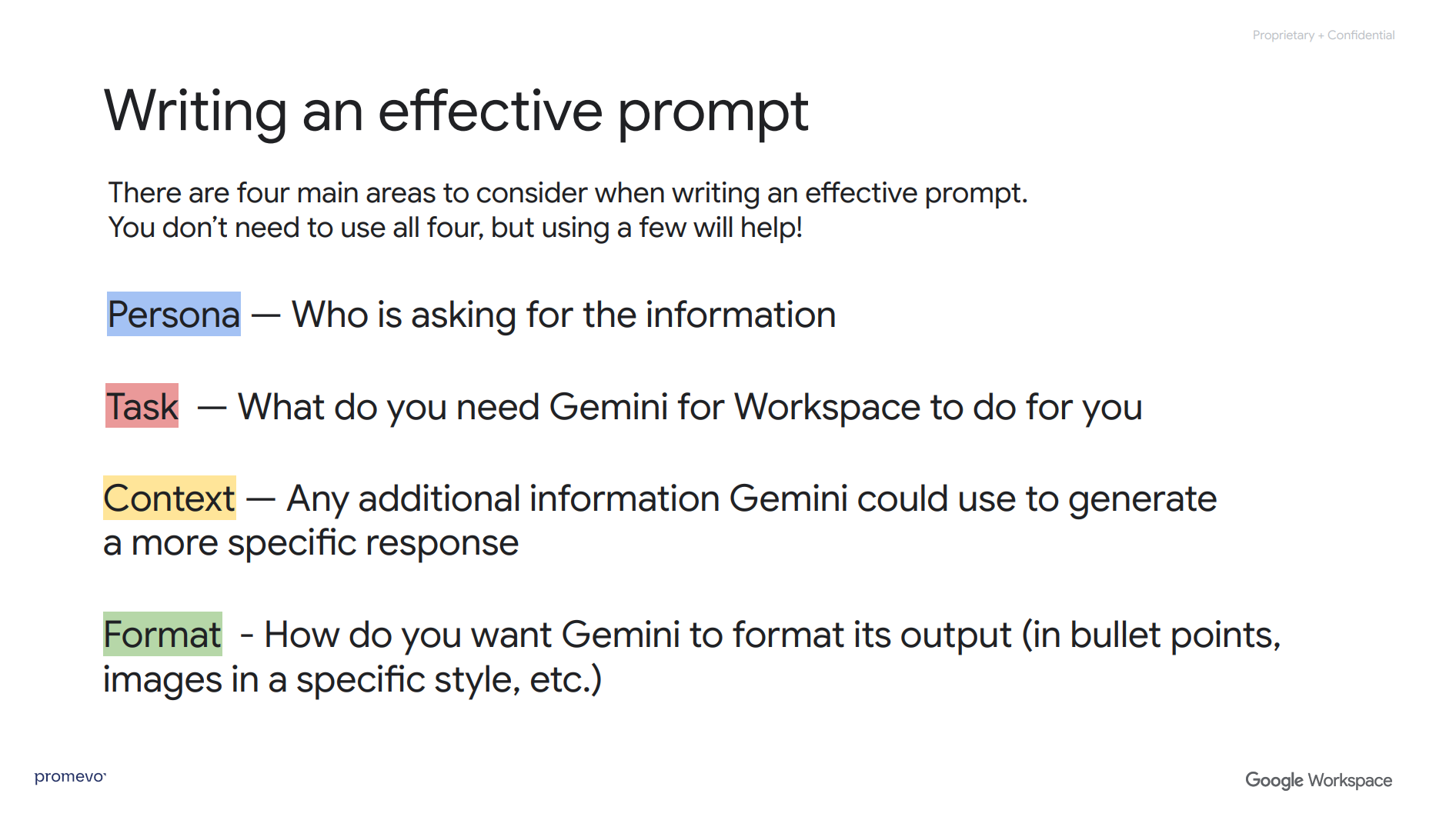Writing an effective prompt for Gemini AI