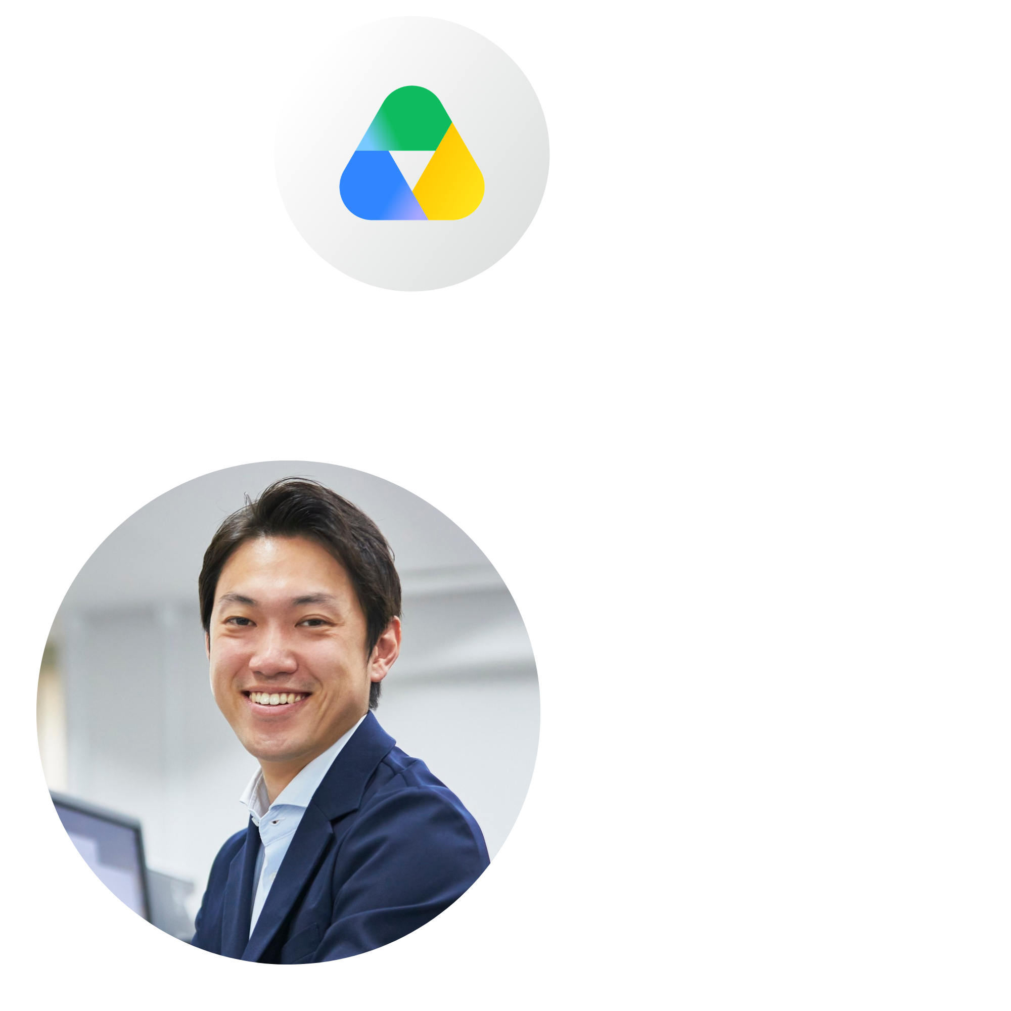 Man in suit with Google Drive icon