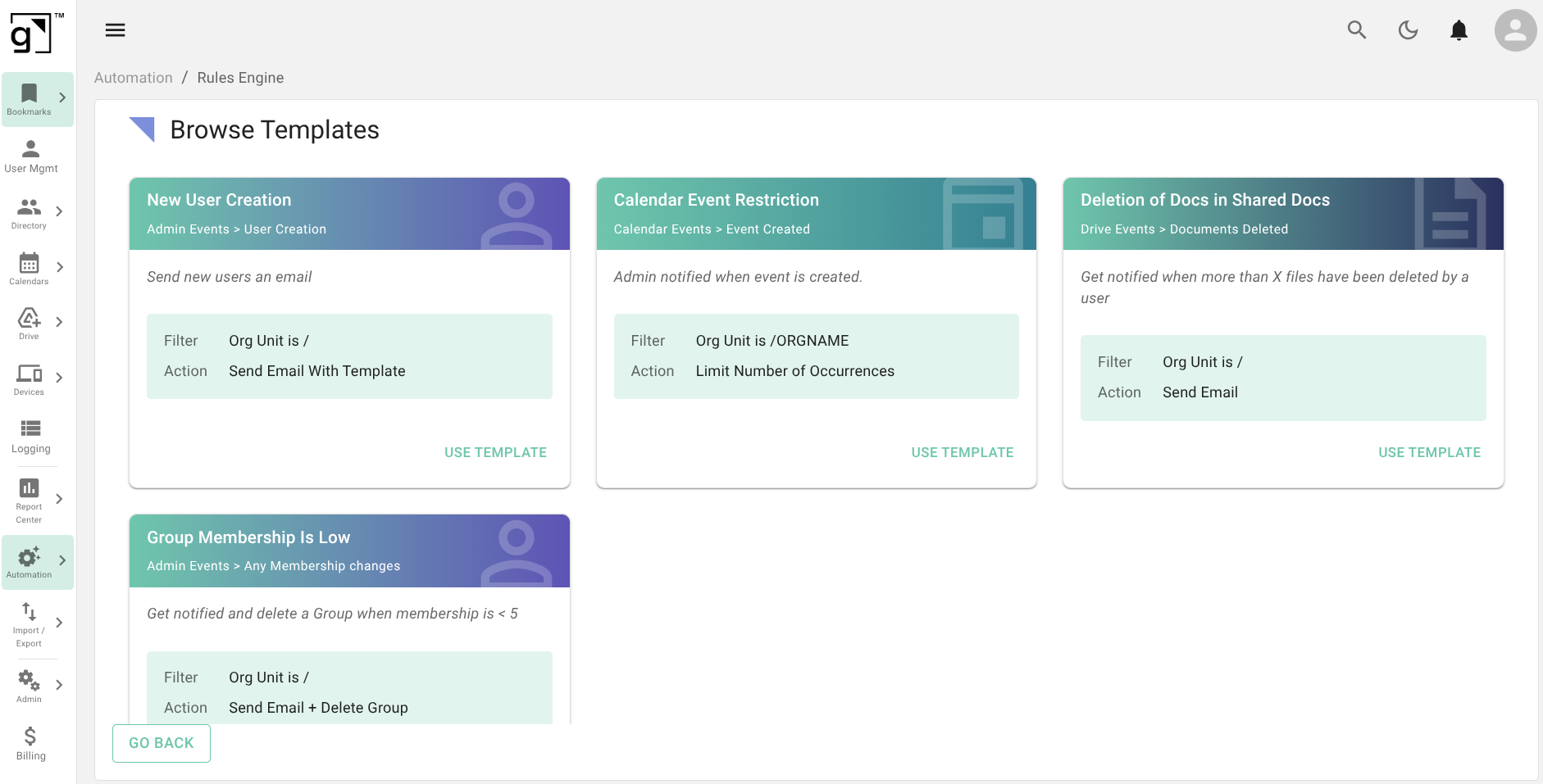 rules engine template screenshots
