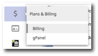 plans and billing menu gpanel